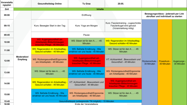 Planungsbeispiel für einen Online-Gesundheitstag von SPORTIVATION